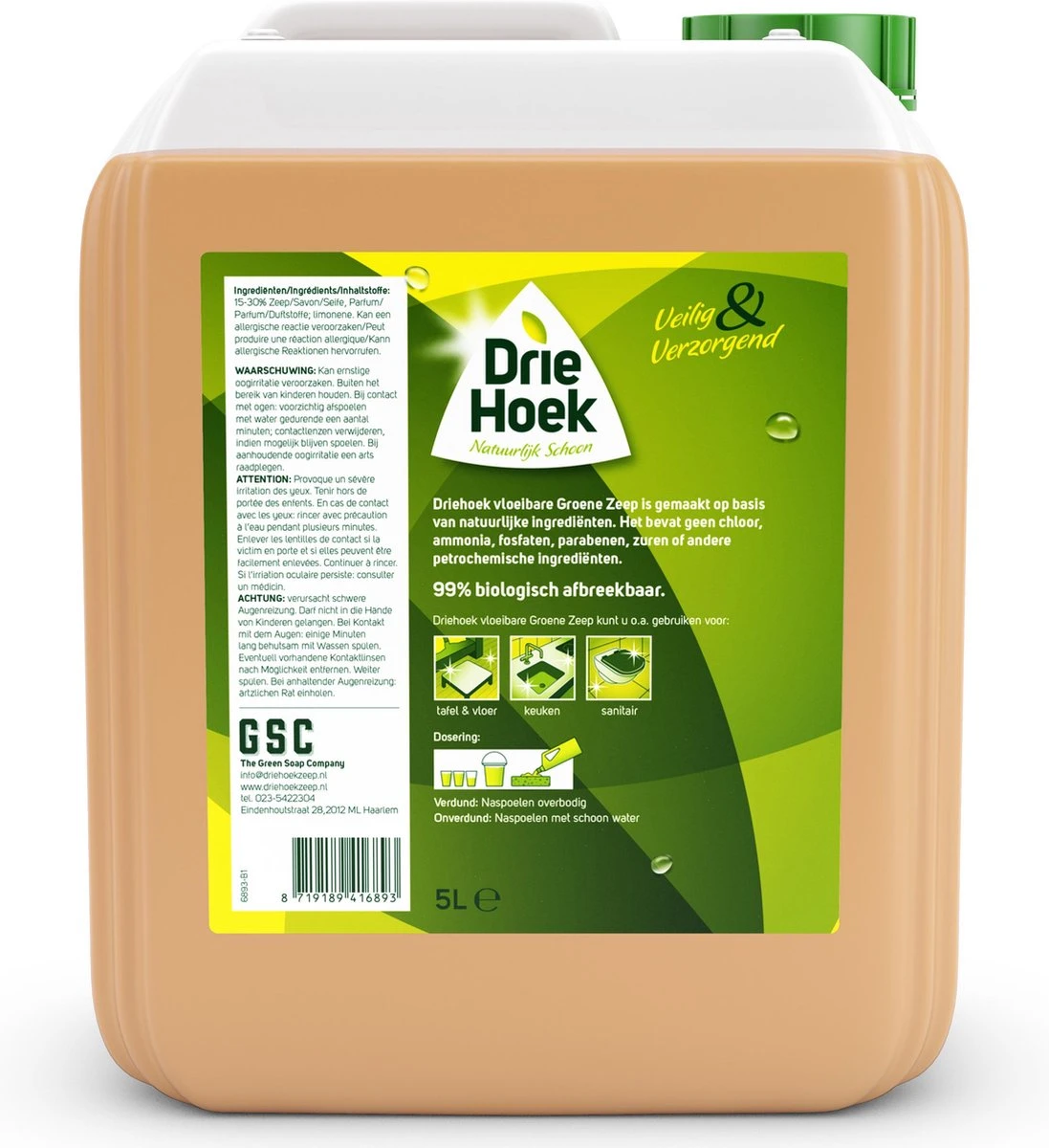 Driehoek - Vloeibare Groene Zeep - 5 Liter - Afbeelding 2