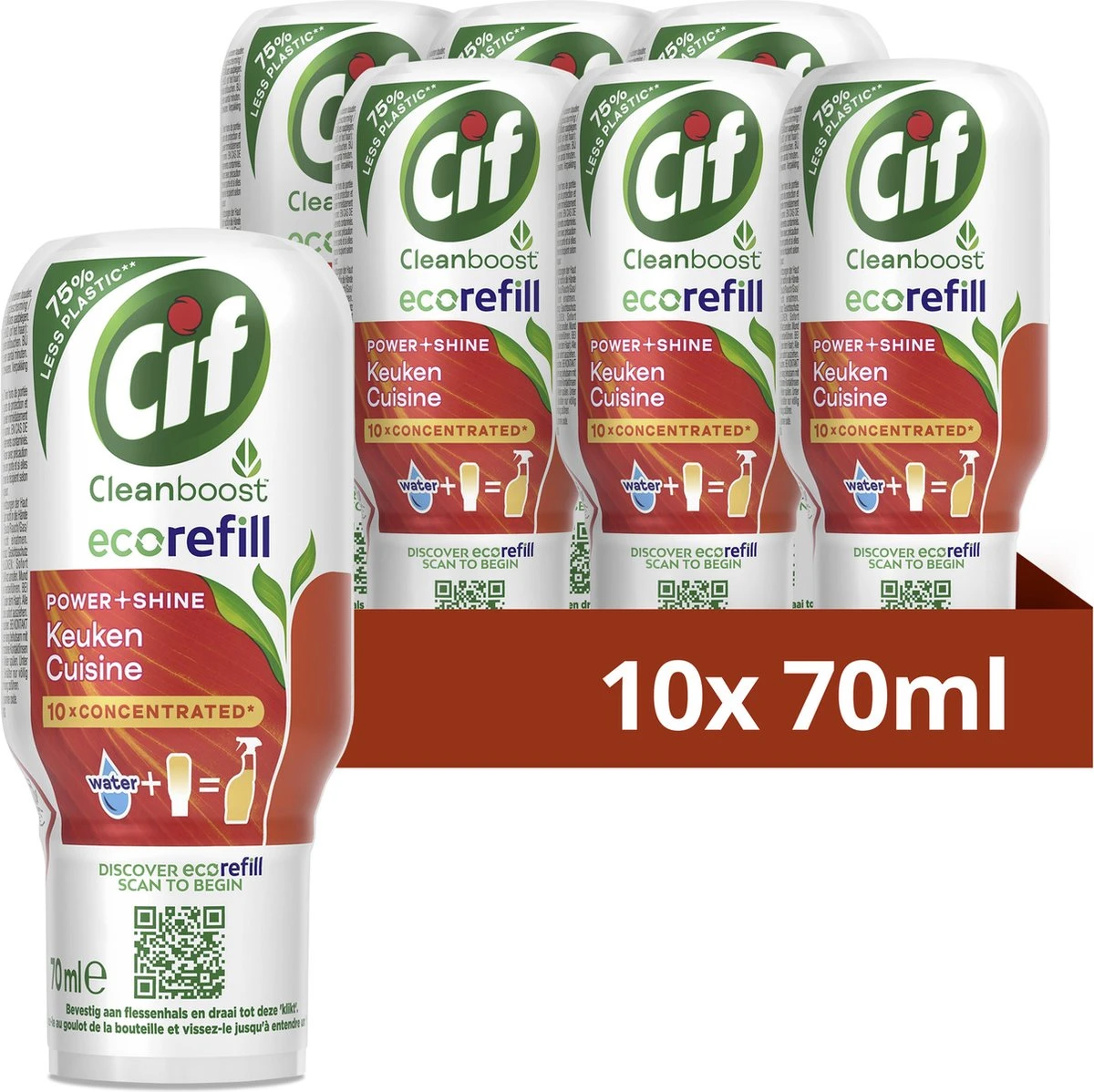 Cif CleanBoost Power & Shine Keuken Ecorefill Capsules - 10 X 70 Ml - Voordeelverpakking