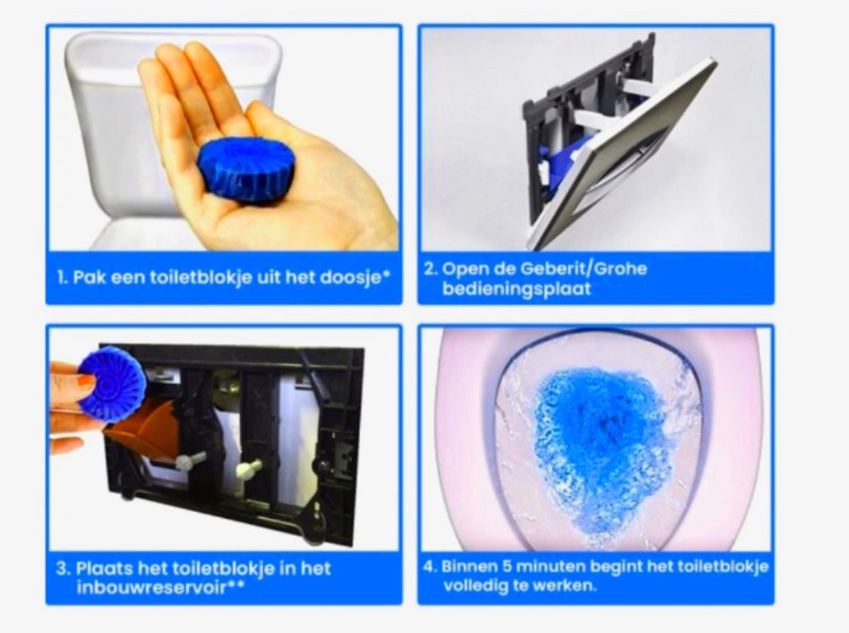 Merkloos Toiletblokjes Voor Inbouwreservoirs – WC-blokjes – Toiletblokken In Een Voordeelverpakking – 30 Stuks - Afbeelding 5