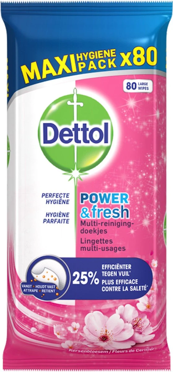 Dettol - Schoonmaakdoekjes - Power & Fresh - Kersenbloesem - 4 X 80 Stuks - Voordeelverpakking - Afbeelding 8
