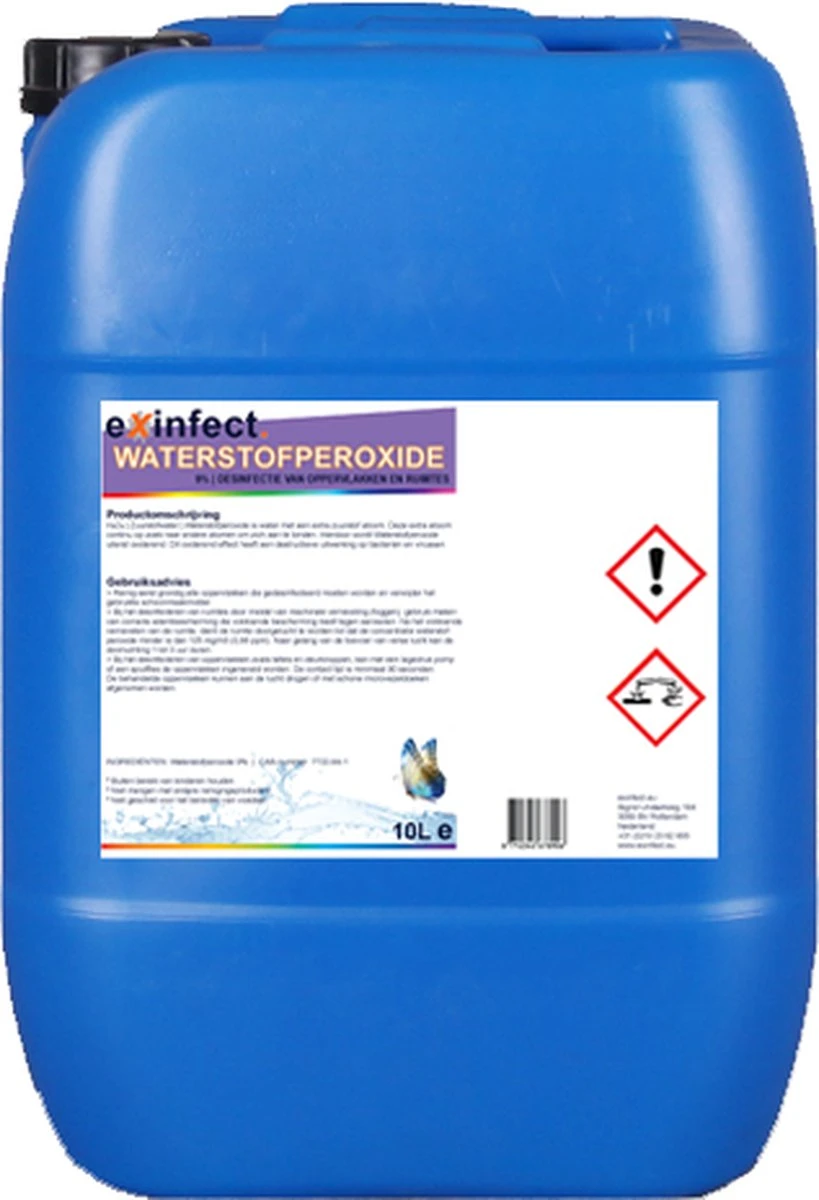 Waterstofperoxide 12% | 5L | Desinfectie - H2O2 | Waterstofperoxide Is Water Met Een Extra Zuurstof Atoom. Deze Extra Atoom Is Continu Op Zoek Naar Andere Atomen Om Zich Aan Te Binden. Hierdoor Wordt Waterstofperoxide Uiterst Oxiderend.